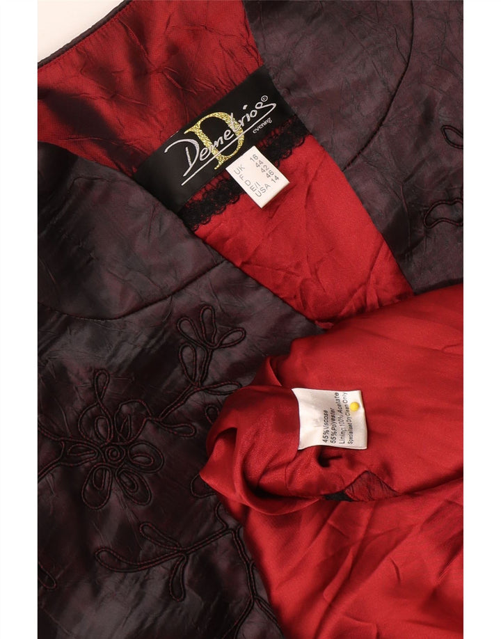 Pardesiu vintage pentru femei UK 16, mare, din poliester floral bordeaux