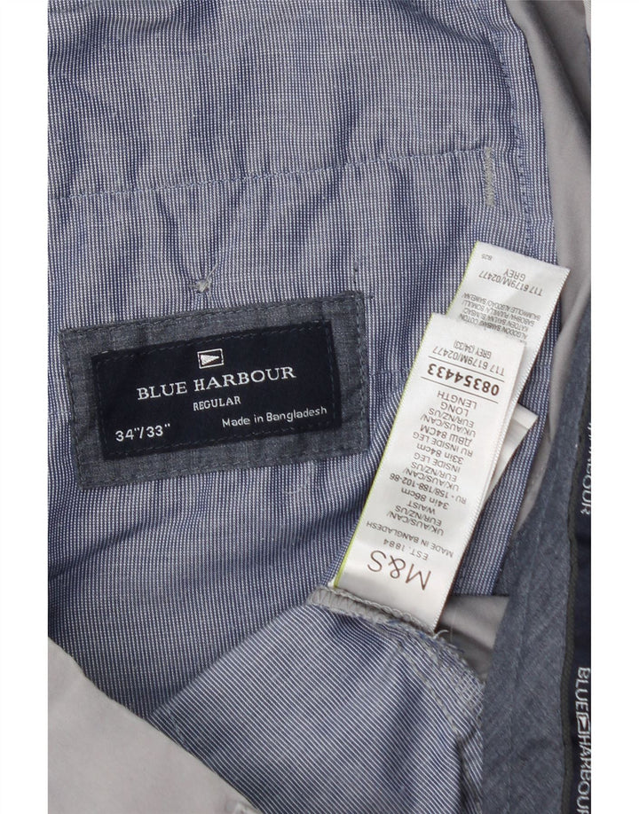 Pantaloni chino pentru bărbați de la Marks & Spencer, Blue Harbour, cu ajustare normală, L34 L33, gri