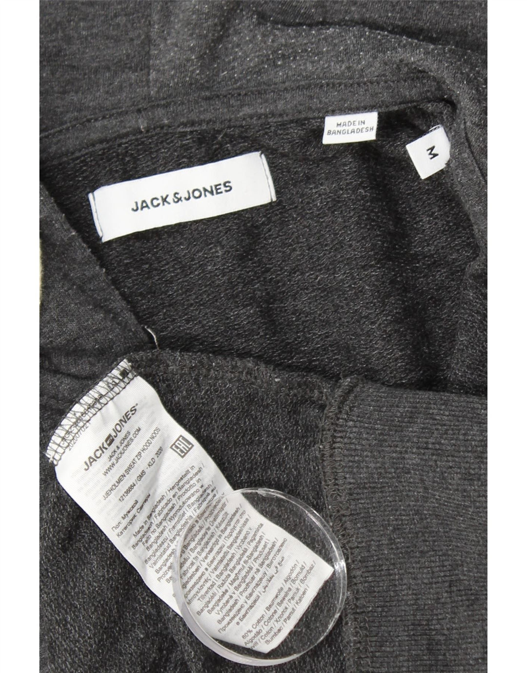 JACK & JONES Hanorac cu fermoar pentru bărbați, bumbac, gri mediu