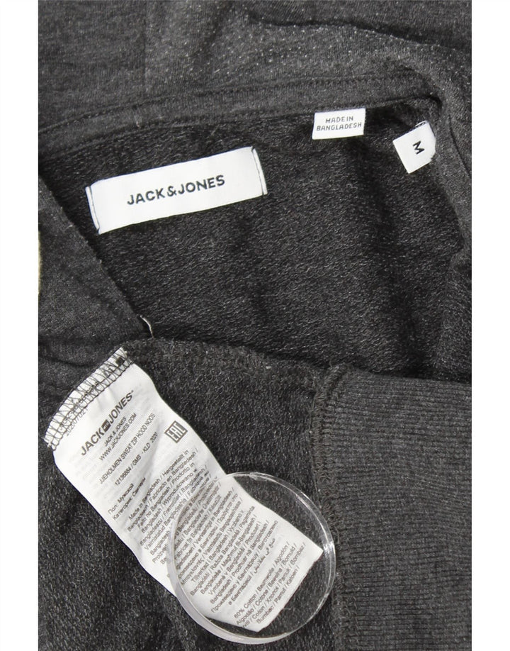 JACK & JONES Hanorac cu fermoar pentru bărbați, bumbac, gri mediu