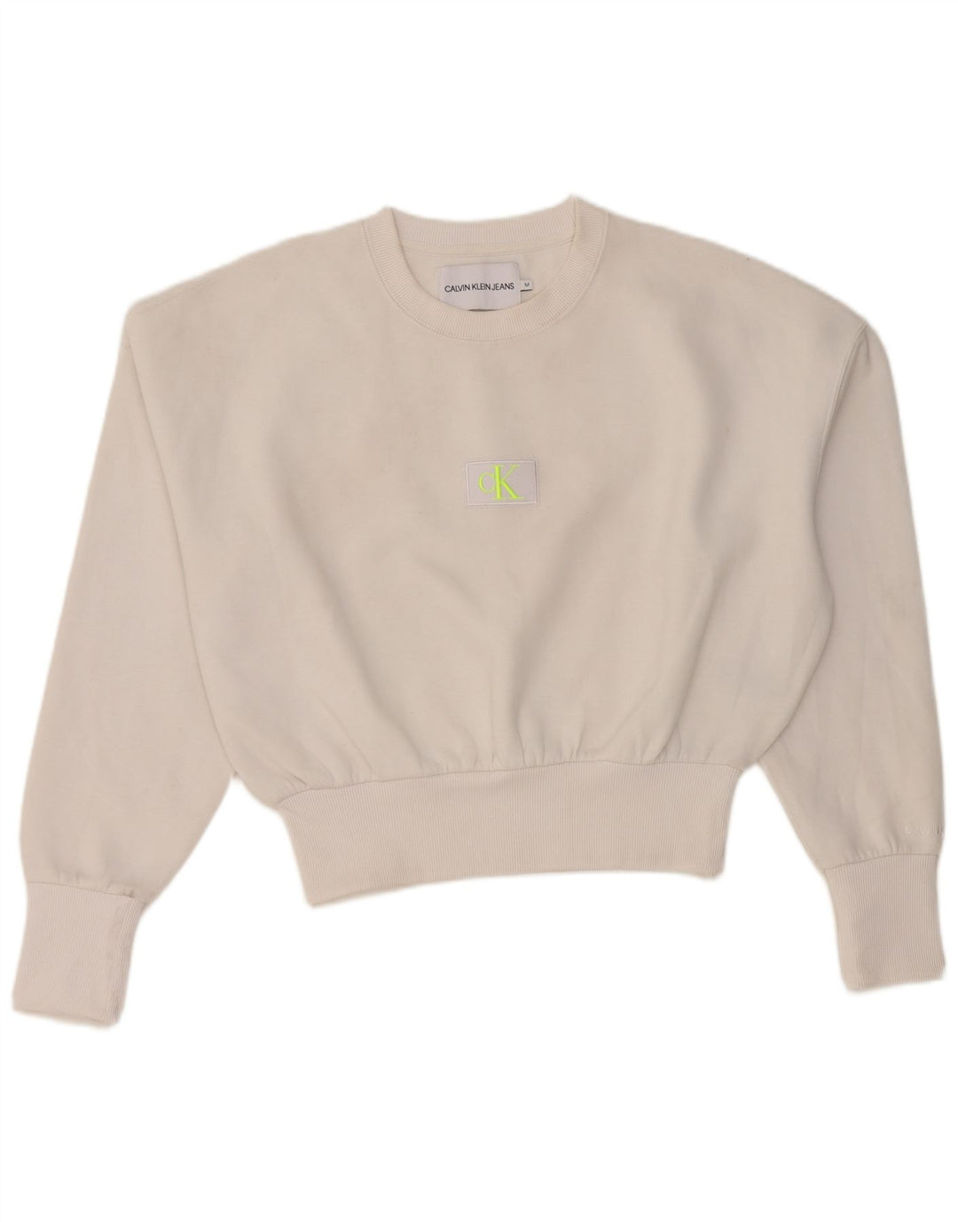 Calvin Klein Jeans Pulover supradimensionat pentru femei UK 14 Medium White
