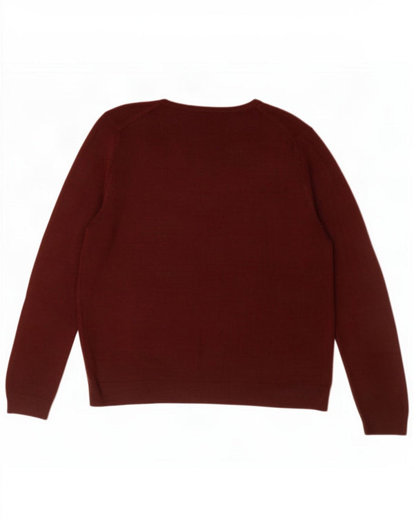 Pulover pentru femei Marks & Spencer cu decolteu în V UK 14 mare bordeaux acrilic
