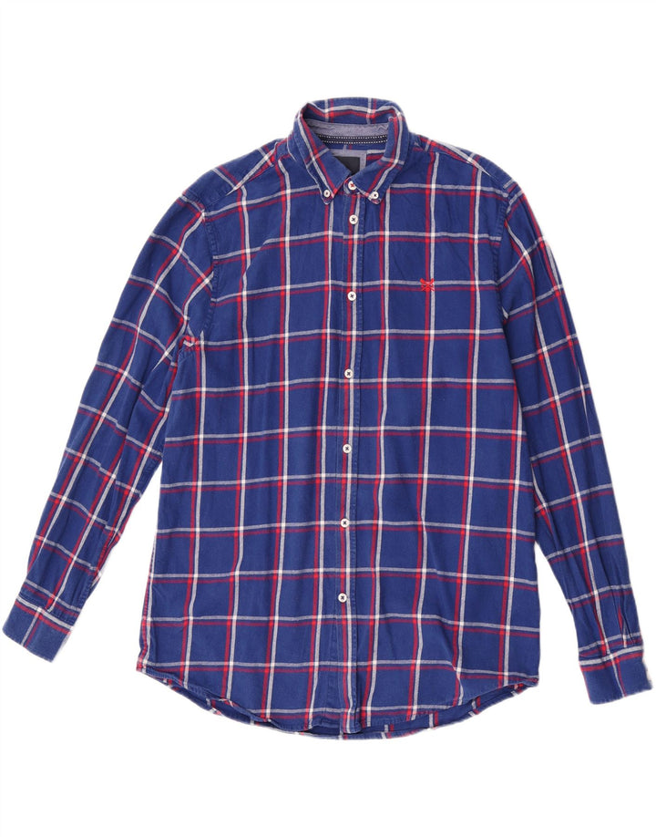 Crew Clothing Cămașă de flanel pentru bărbați, mare, albastru, din bumbac