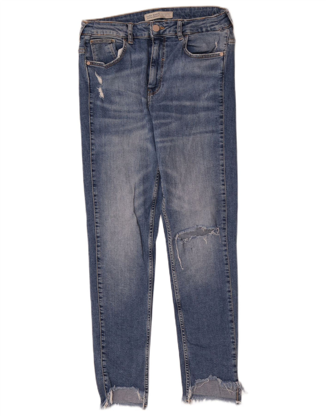Blugi skinny distressed pentru femei Zara EU 40 Medium W30 L27 Albastru