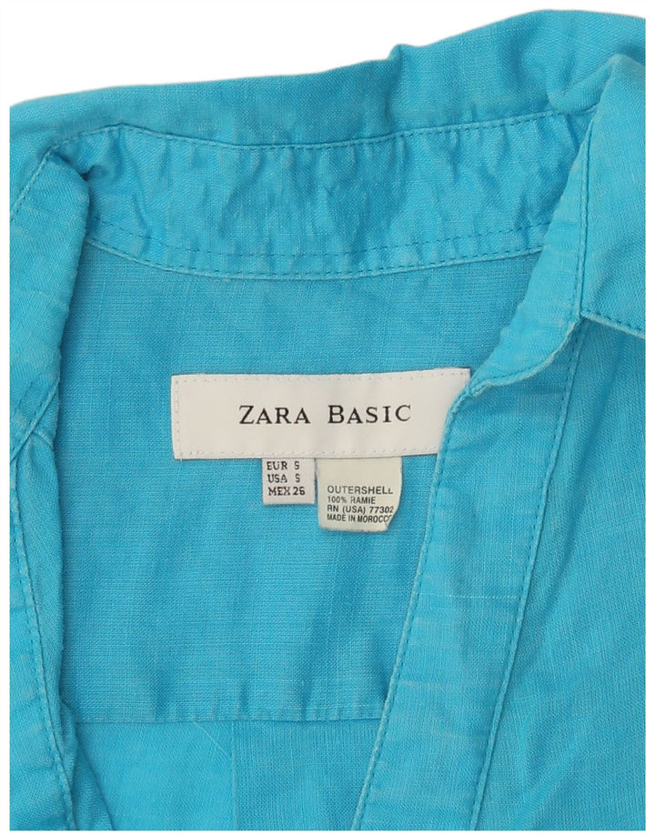 Rochie cămașă pulover pentru femei Zara UK 10 Mic Albastru Ramie