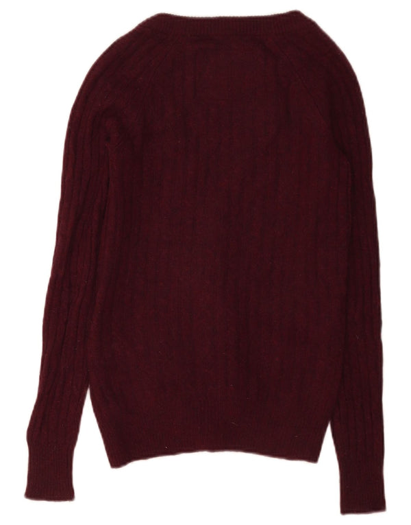 Pulover cardigan Jack Wills pentru femei UK 4 XS Burgundy Lână merinos