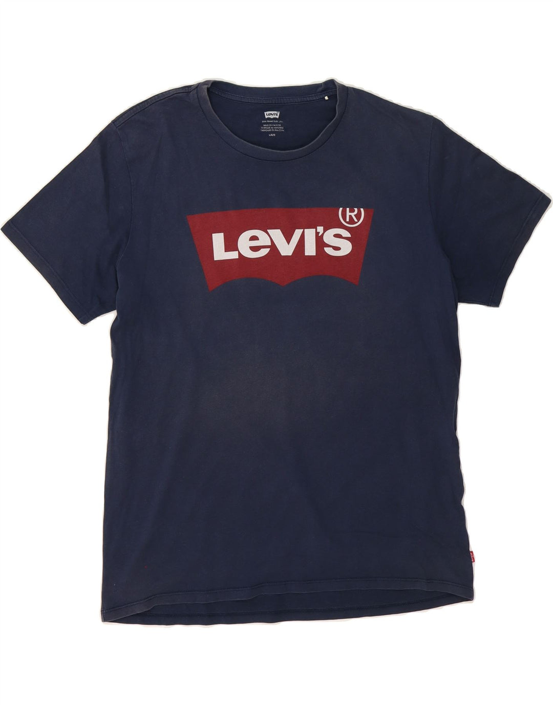 LEVI'S Mens Graphic T-Shirt Top Large Navy Blue Cotton Vintage Levi's and Second-Hand Levi's from Messina Hembry 