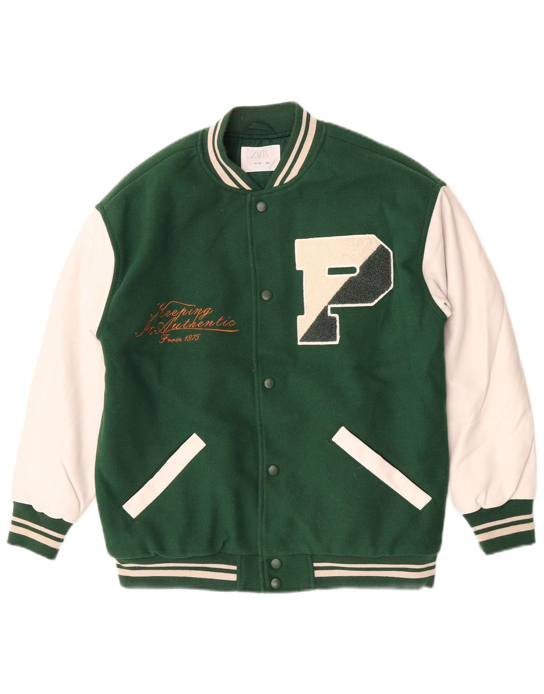 Jachetă Varsity Grafică pentru băieți Zara 11-12 ani Poliester color bloc verde