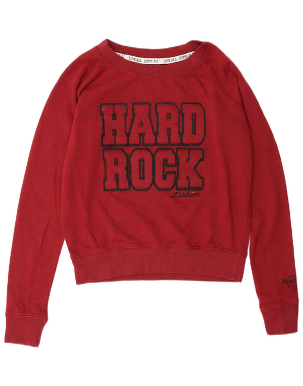 Hard Rock Cafe pentru femei Lisabona Graphic Hanorac Pulover UK 10 Small Burgundy