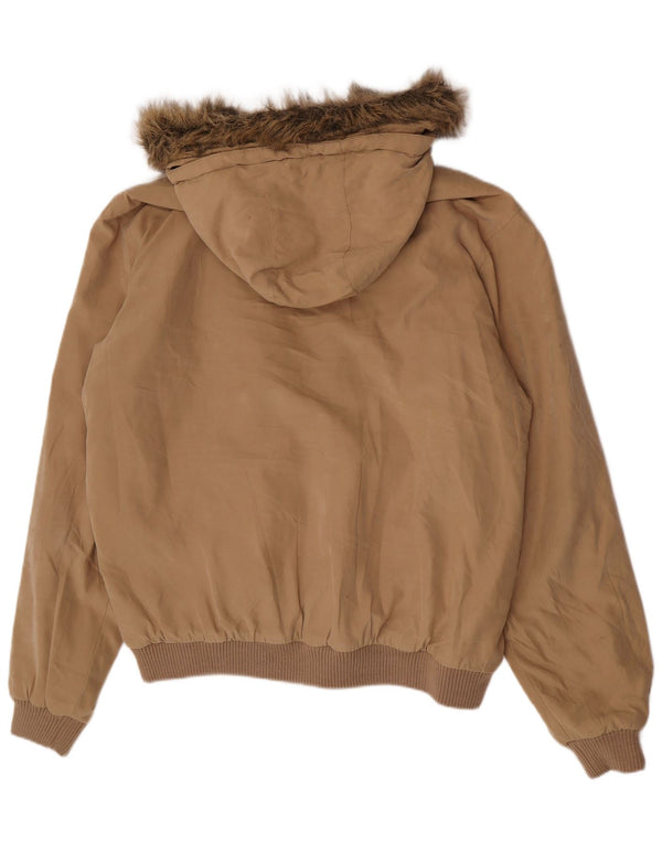 Jachetă Slam pentru bărbați, cu glugă, tip bomber, UK 42 XL, poliester bej