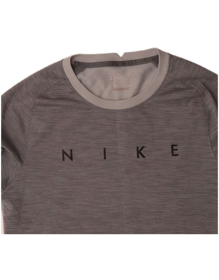 Tricou grafic NIKE Dri Fit pentru bărbați Top mic, gri, poliester color bloc