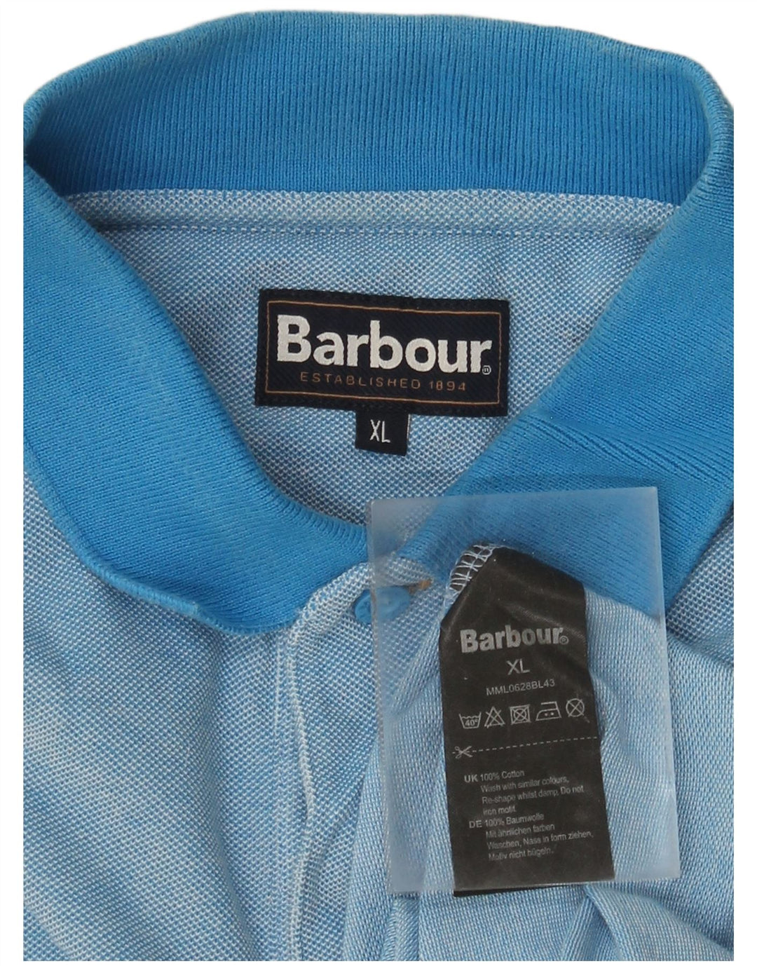 Tricou polo pentru bărbați Barbour XL, bumbac albastru
