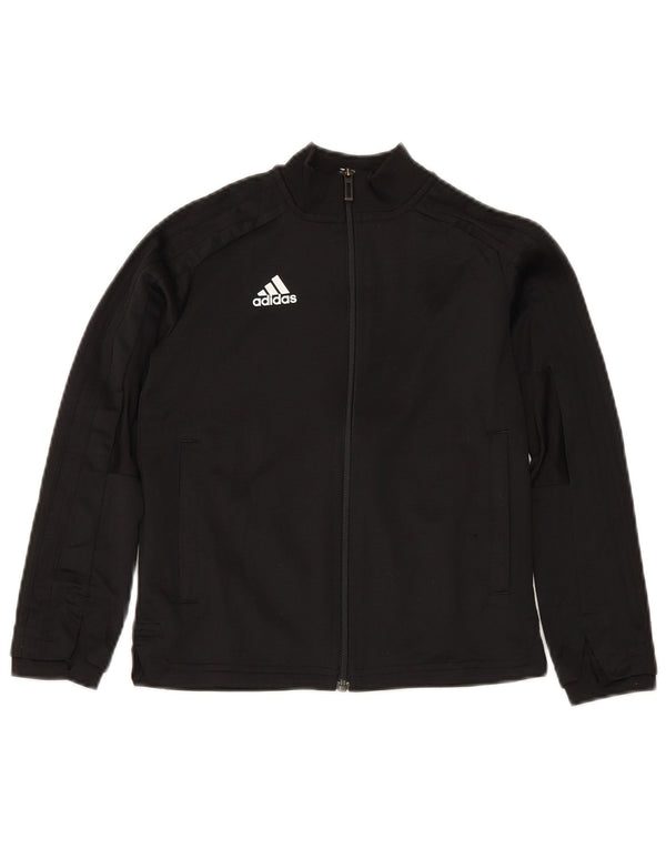 Adidas Boys Tracksuit Top Jacket 7-8 Years Black Polyester