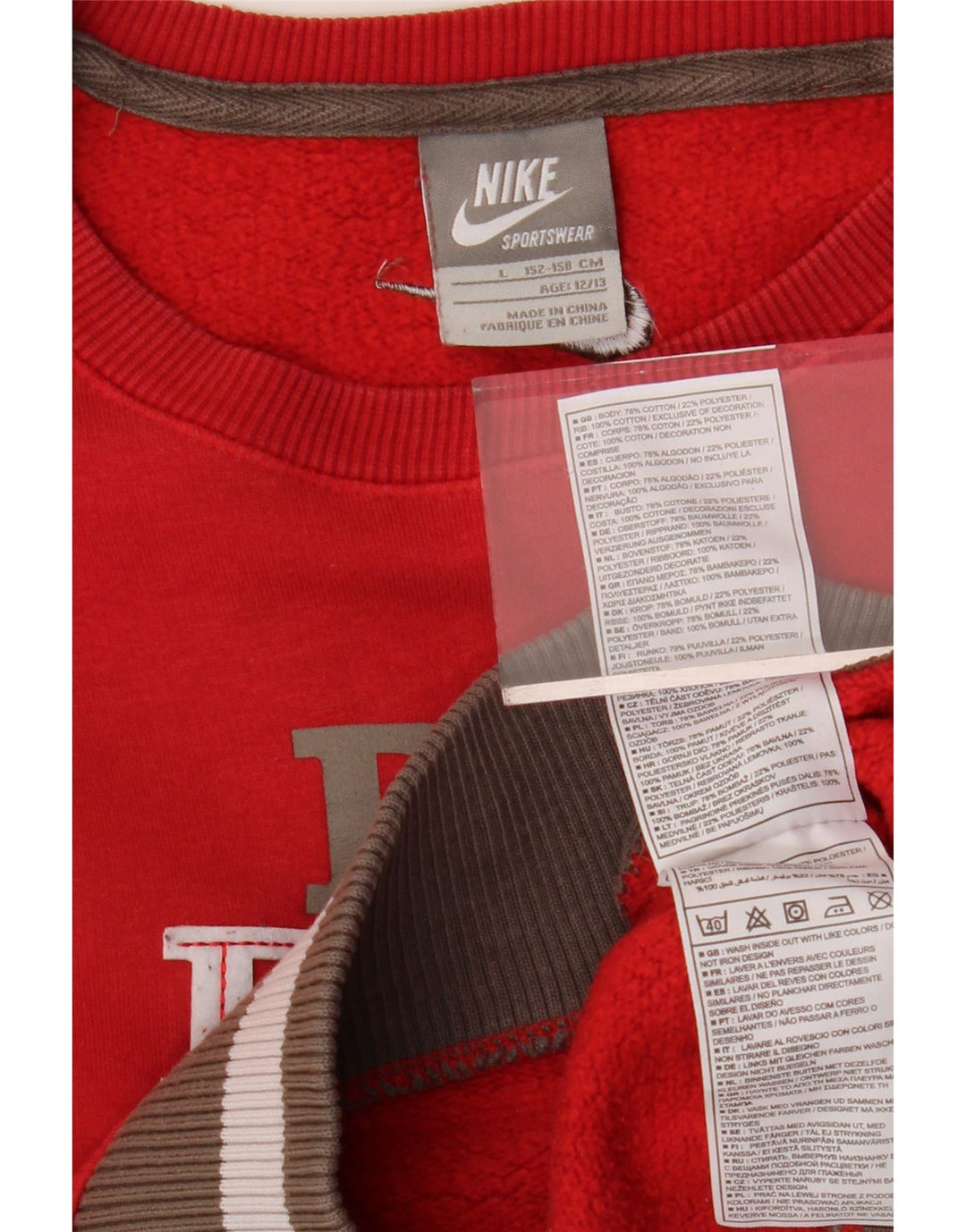 NIKE Boys Graphic Sweatshirt Jumper 12-13 Years Large  Red Cotton Vintage Nike and Second-Hand Nike from Messina Hembry 