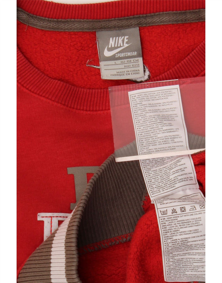 NIKE Boys Graphic Sweatshirt Jumper 12-13 Years Large  Red Cotton Vintage Nike and Second-Hand Nike from Messina Hembry 