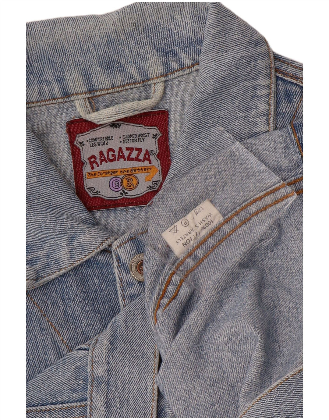RAGAZZA Womens Crop Denim Jacket UK 12 Medium Blue Cotton