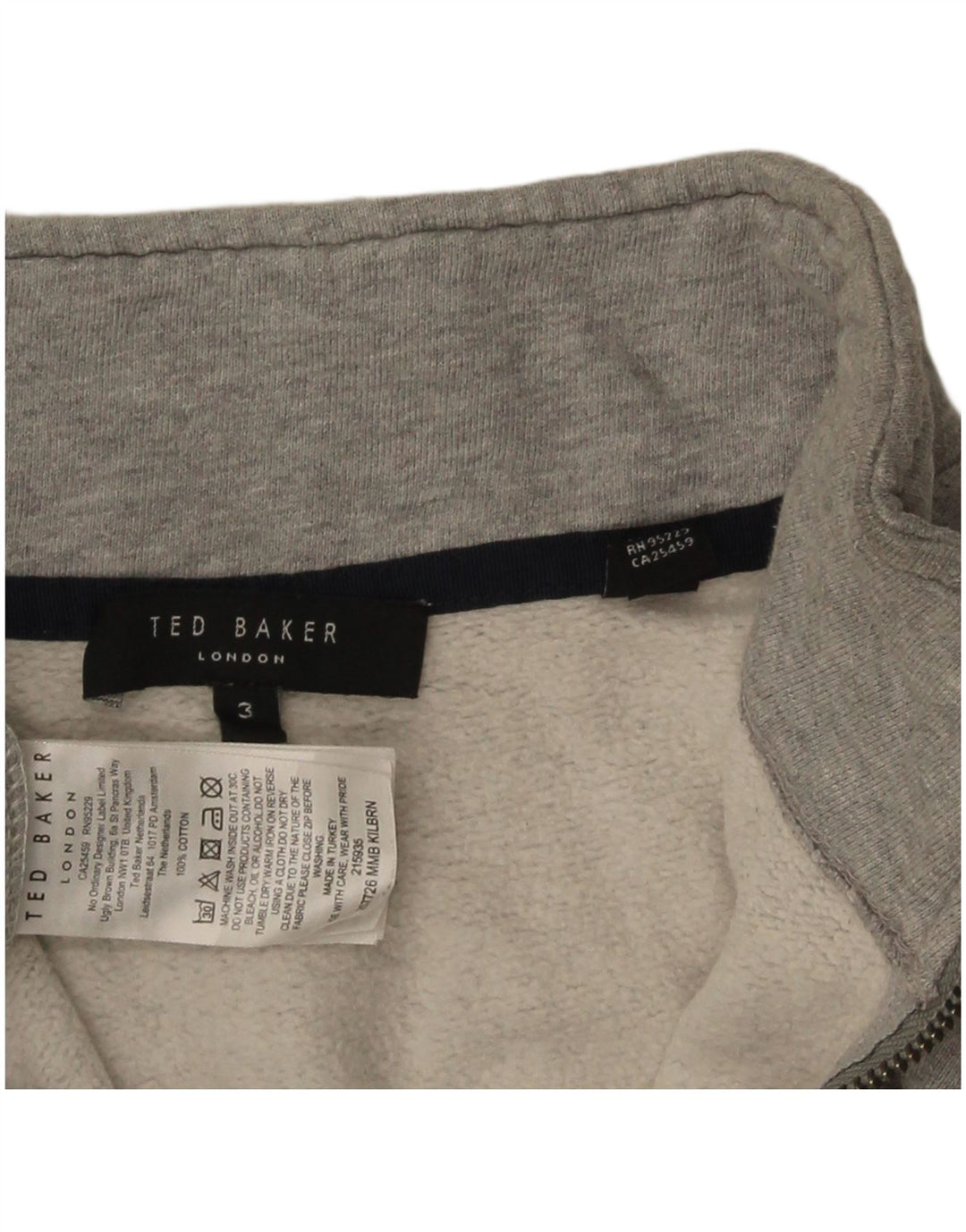 Pulover pentru femei Ted Baker, cu fermoar, cu gât, mărimea 3, bumbac, gri mediu