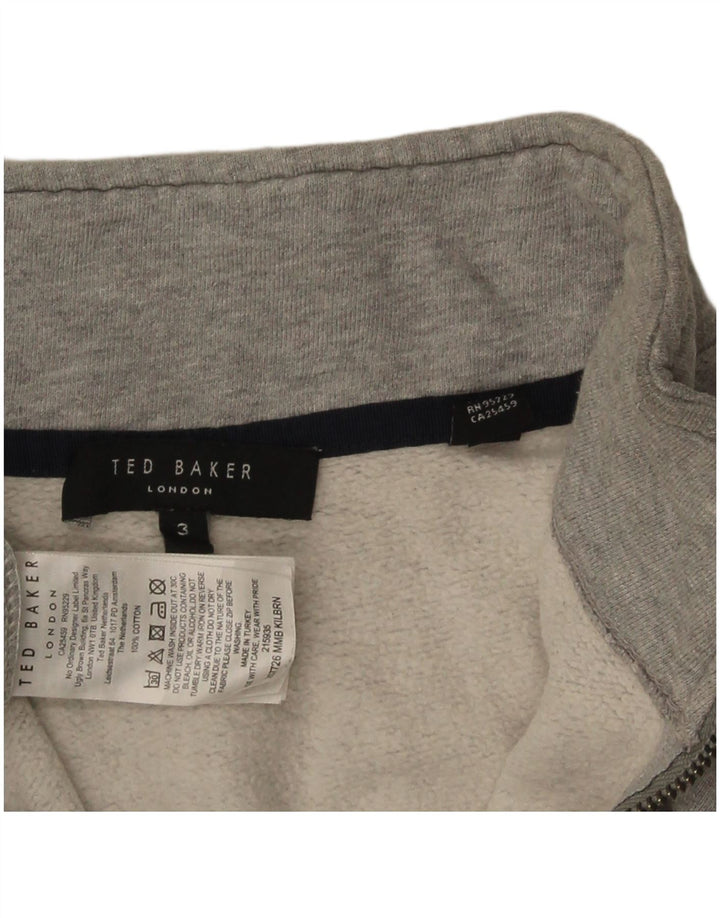 Pulover pentru femei Ted Baker, cu fermoar, cu gât, mărimea 3, bumbac, gri mediu