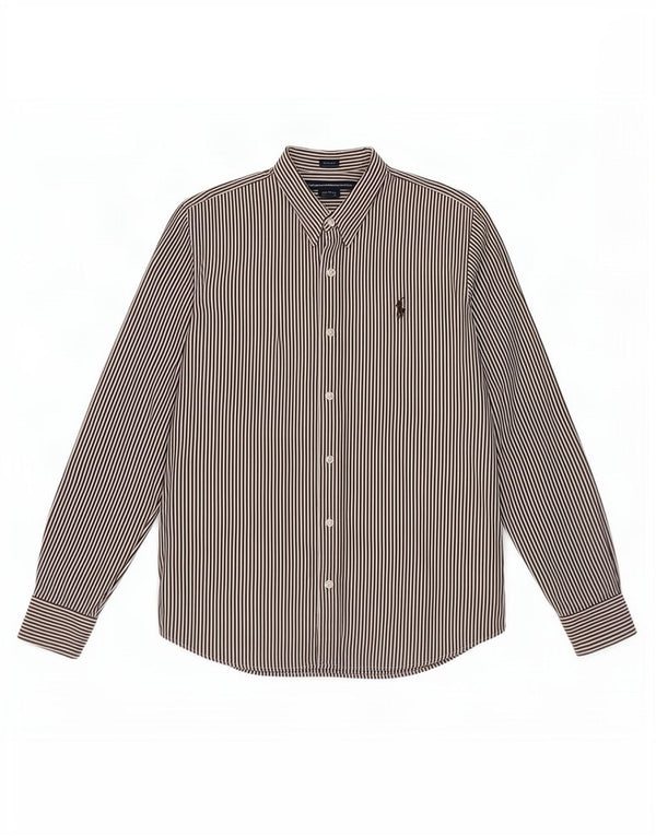 Cămașă pentru femei Ralph Lauren slim fit US 14 XL maro bumbac cu dungi