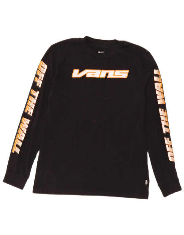 Top grafic Vans cu mânecă lungă pentru femei UK 6 XS, bumbac negru