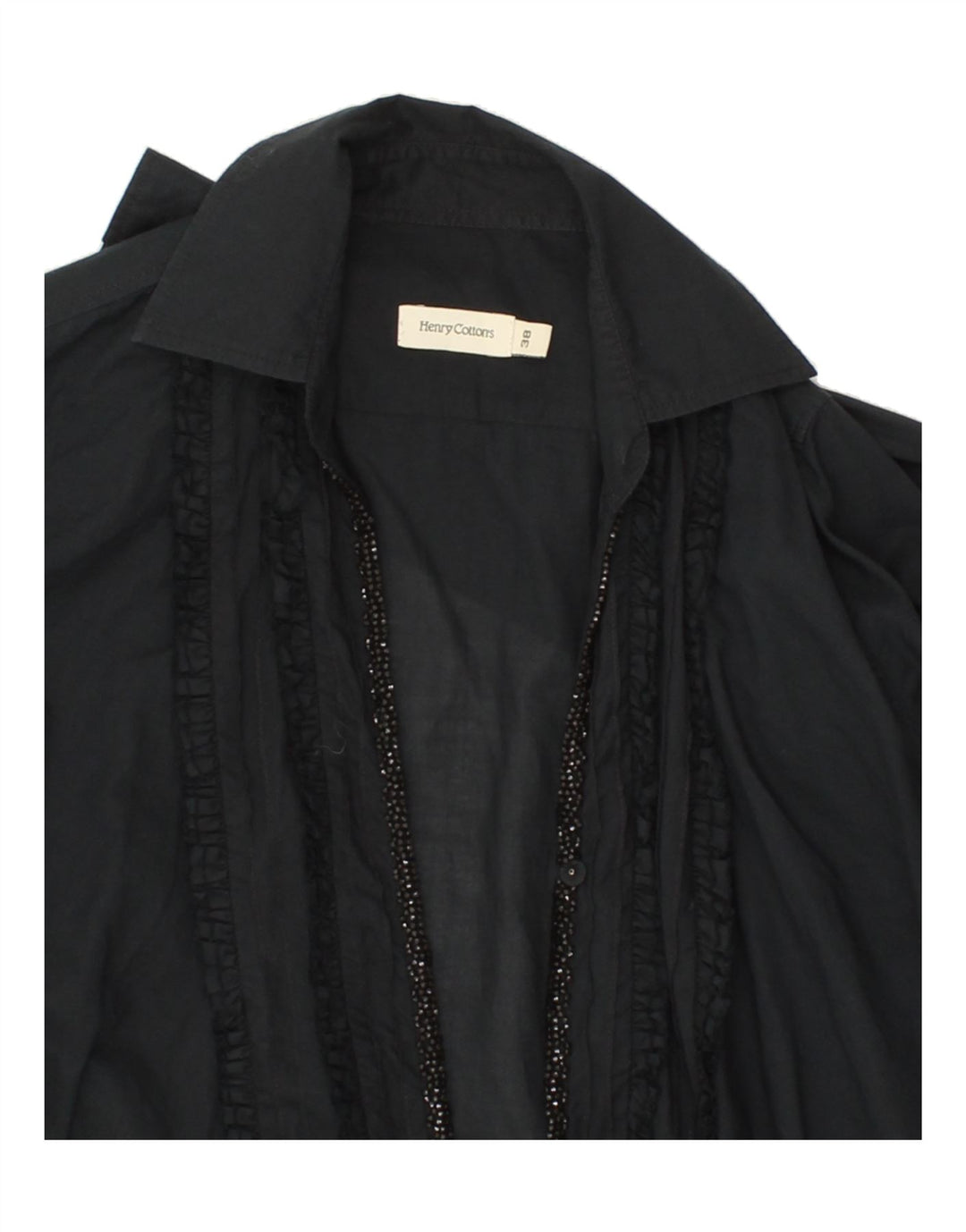 HENRY COTTONS Womens Wrap Shirt Blouse EU 38 Medium Black Cotton Vintage Henry Cottons and Second-Hand Henry Cottons from Messina Hembry 