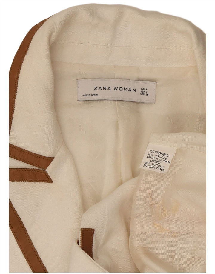 Jachetă Blazer pentru femei Zara cu 1 nasture UK 16, mare, albă, viscoză