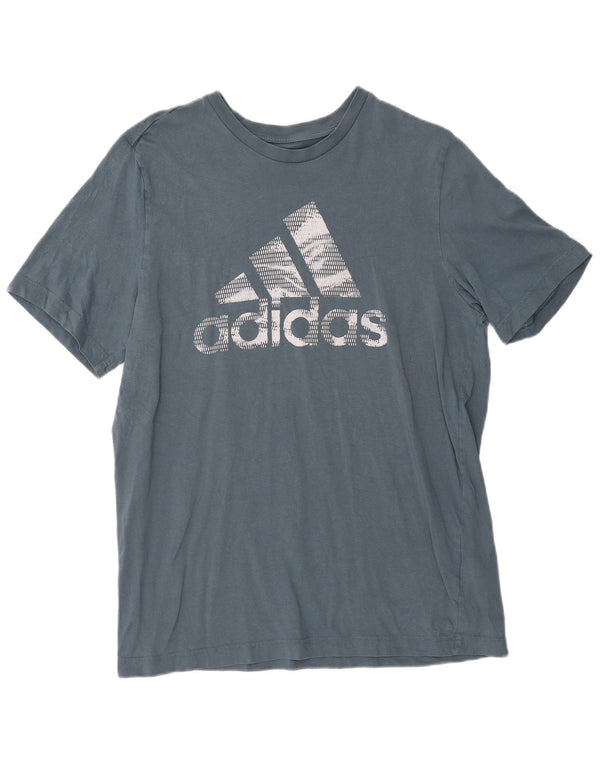 Tricou grafic pentru bărbați Adidas Top, bumbac albastru mediu