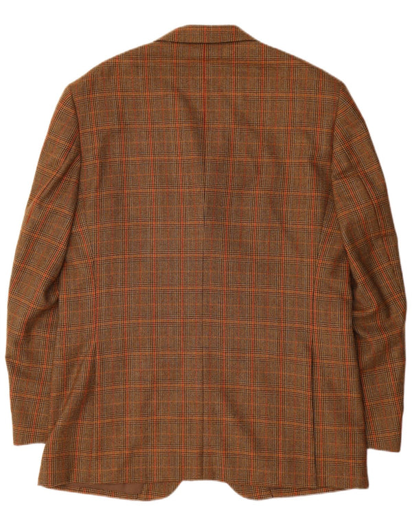 Jachetă vintage pentru bărbați cu 3 nasturi IT 52 XL Lână cu carouri maro