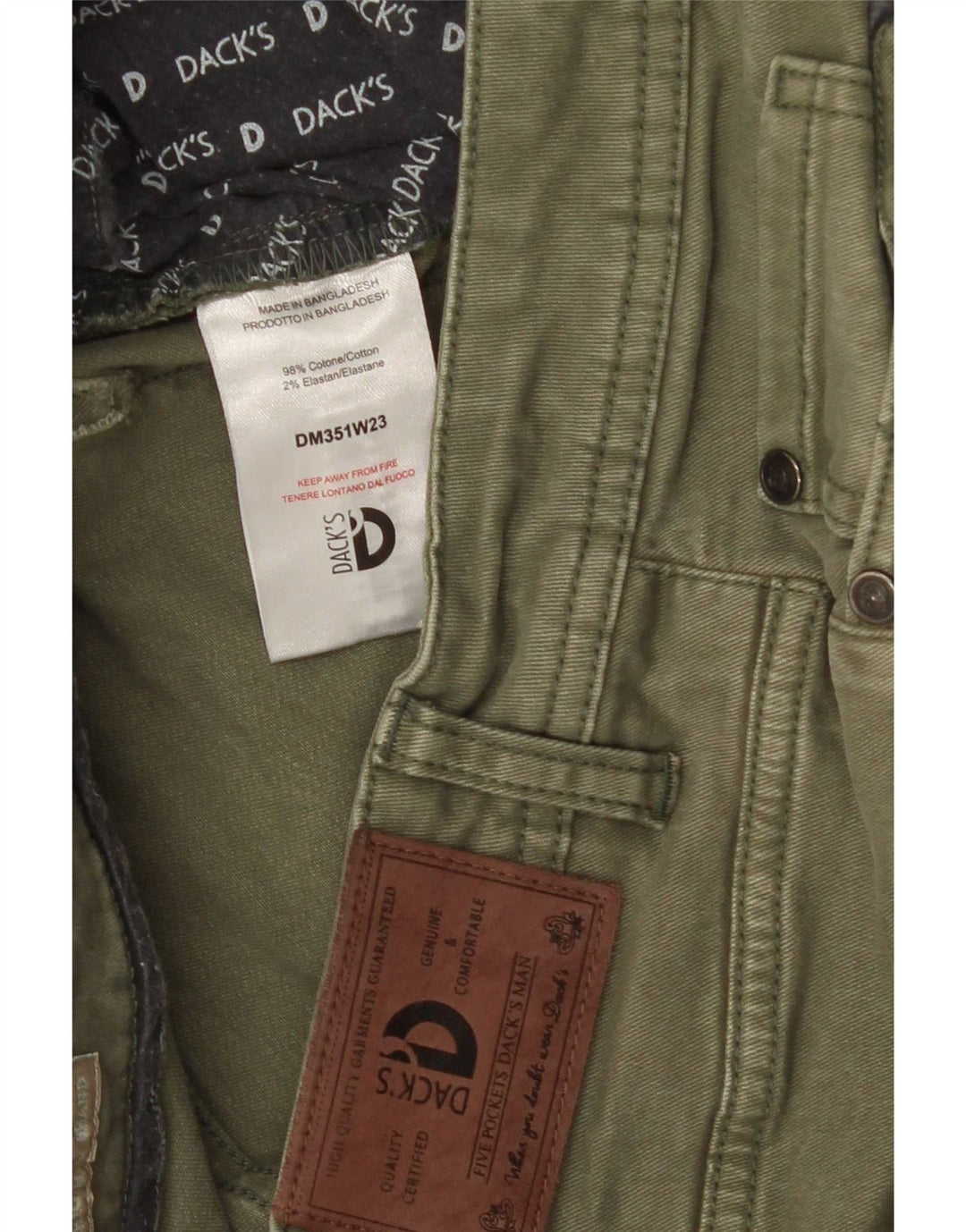 Blugi subțiri pentru bărbați Dack's IT 50 Large W34 L30 Kaki Bumbac