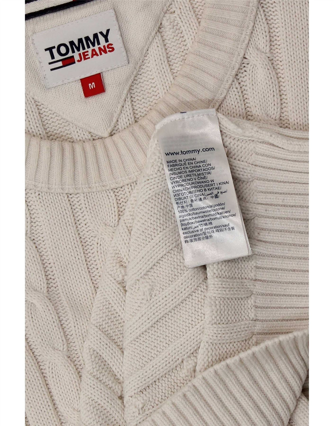 Pulover Tommy Hilfiger pentru bărbați, cu gât crew, bumbac alb mediu