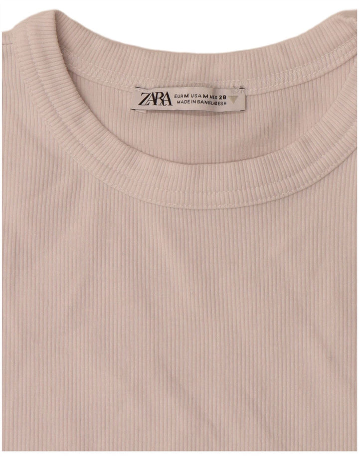Tricou Crop pentru femei Zara UK 12 Medium White