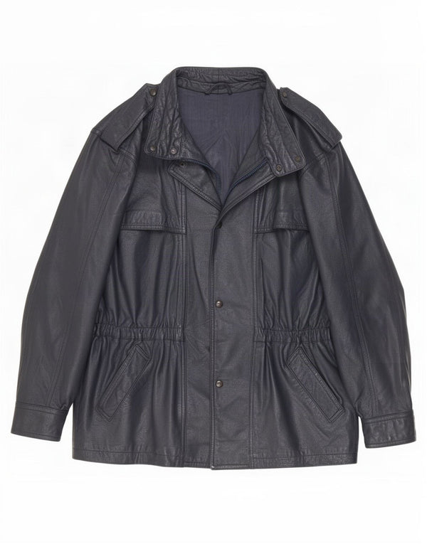 Jachetă de piele vintage pentru bărbați UK 44 2XL bleumarin