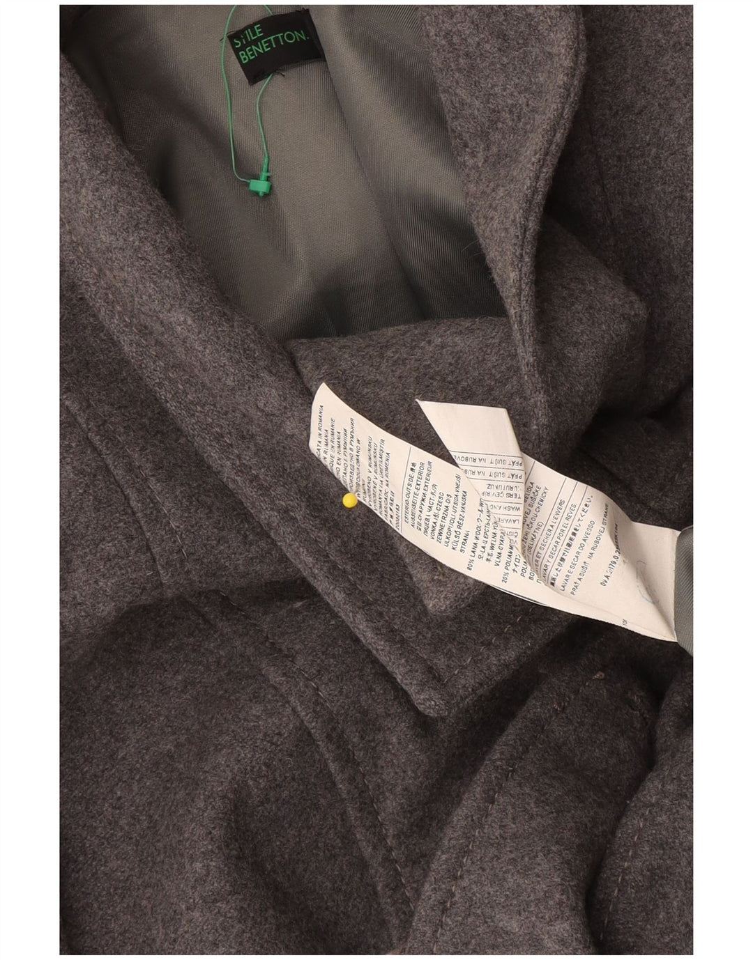 Palton dublu pentru femei Benetton IT 38 XS Lână gri