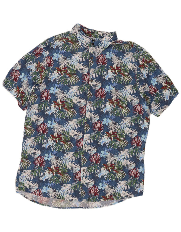 Cămașă cu mânecă scurtă pentru bărbați Mistral IT 48 Medium Blue Floral Viscose