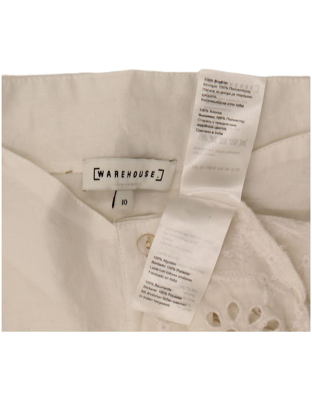 Bluză cămașă cu mânecă scurtă pentru femei WAREHOUSE UK 10 Poliester alb mic