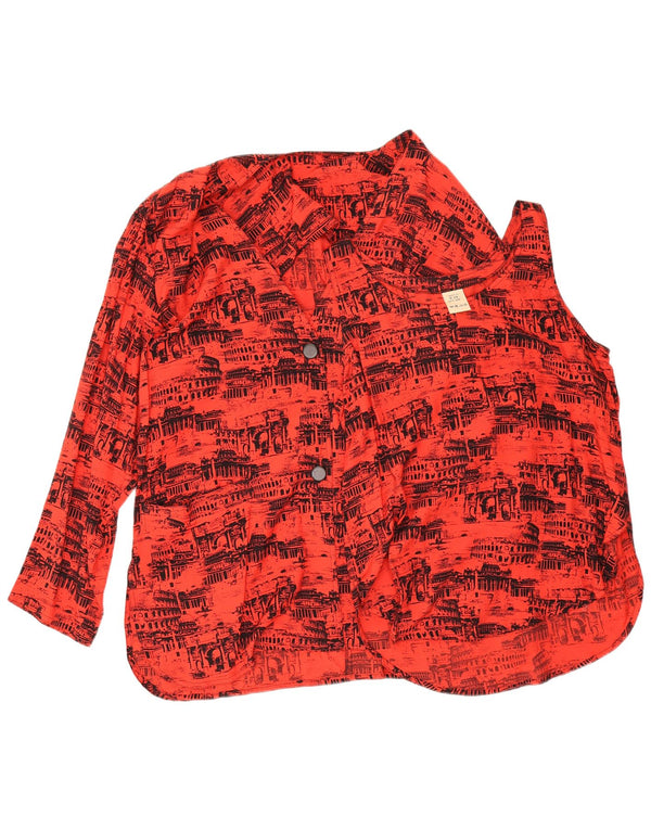 Set de 2 piese cu grafic supradimensionat pentru femei Vintage IT 46 Viscoză mare roșie