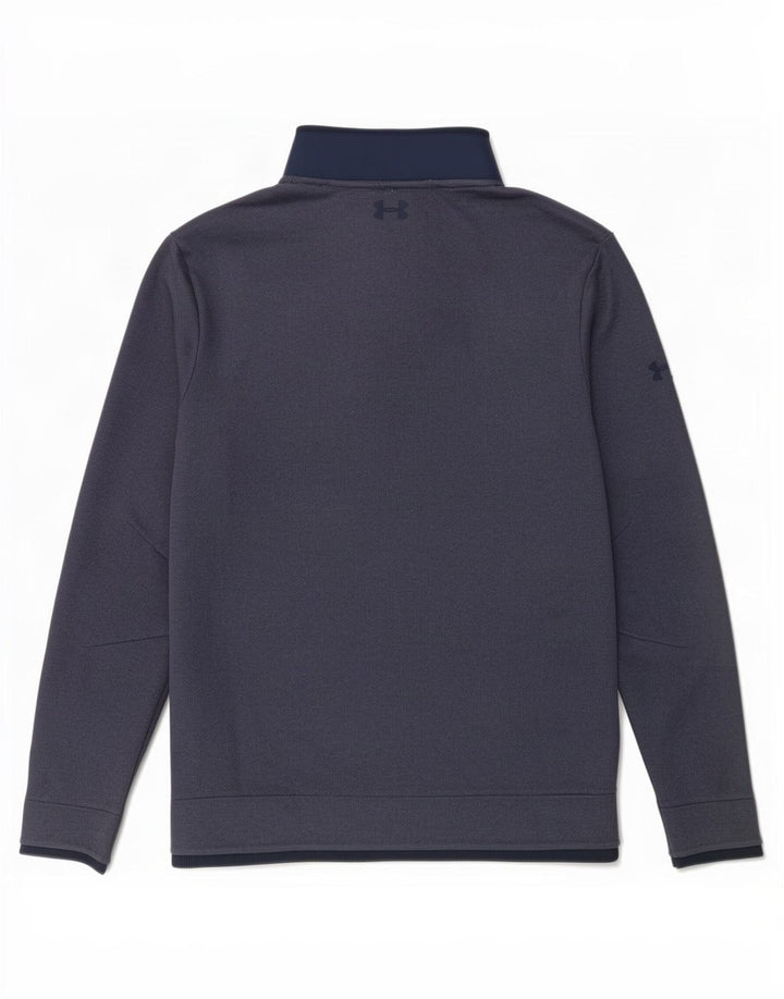 Pulover pentru bărbați Cold Gear cu gât cu buton Under Armour, mijlociu bleumarin