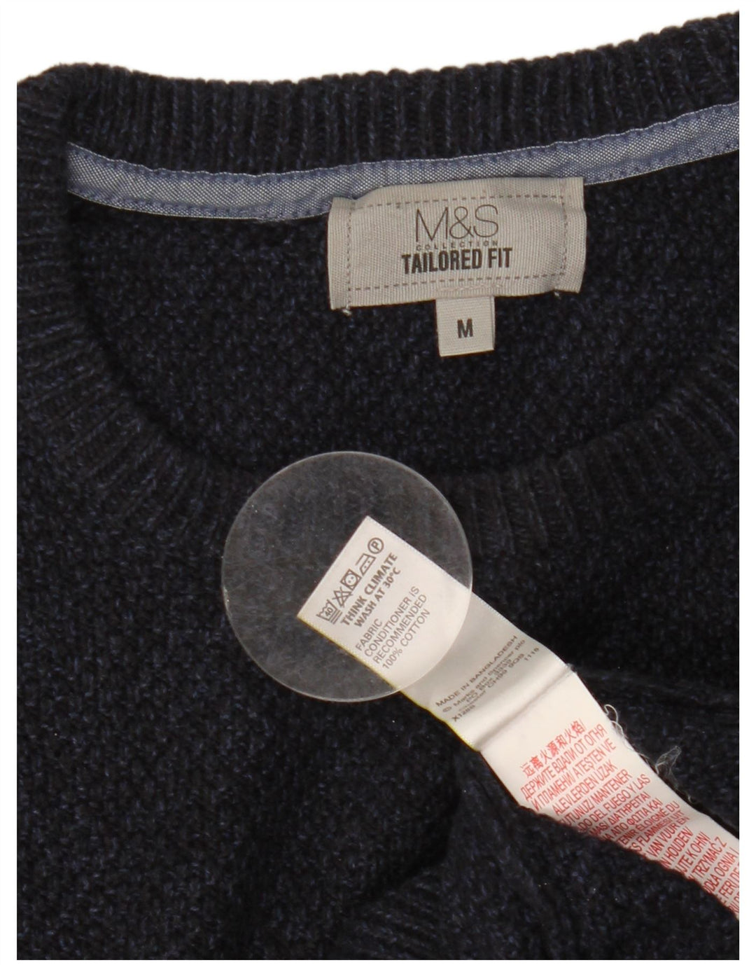 Pulover pentru bărbați Marks & Spencer, croit, cu decolteu, albastru bleumarin mediu
