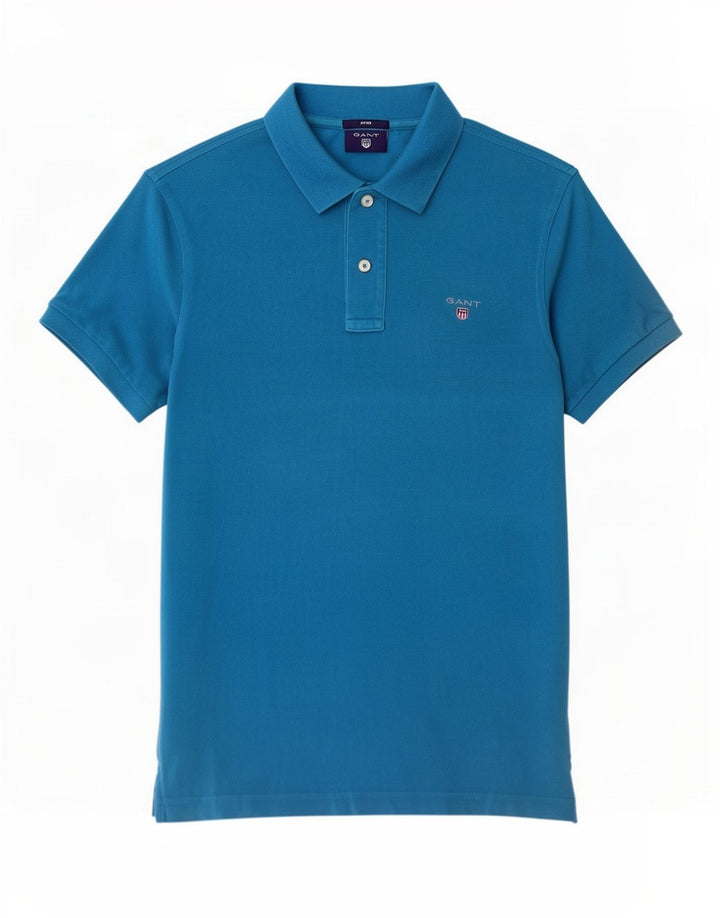 Tricou polo pentru bărbați Gant, bumbac albastru mic