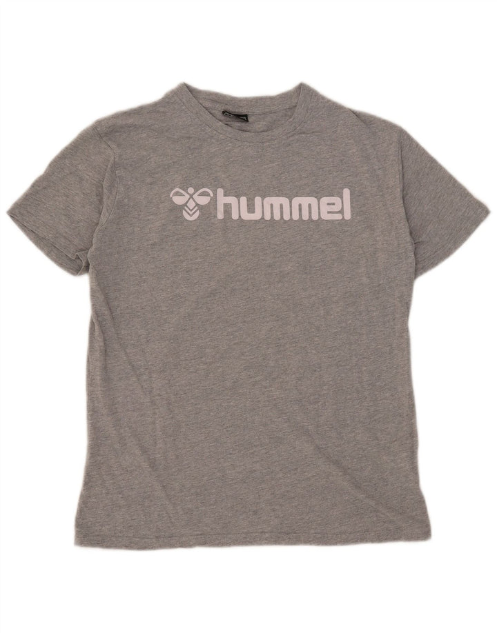 Tricou grafic pentru bărbați Hummel Top din bumbac cu pete gri mediu