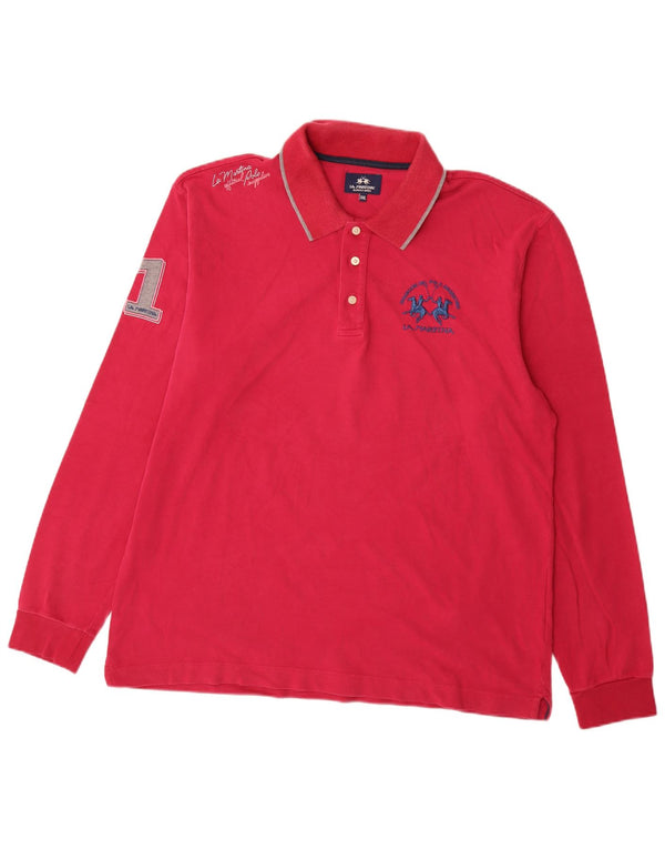 Tricou polo cu mânecă lungă pentru bărbați La Martina, bumbac roz 2XL