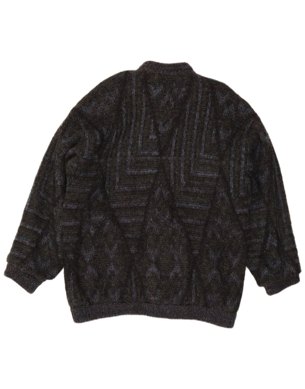 Cardigan Vintage pentru bărbați, mare, negru, geometric