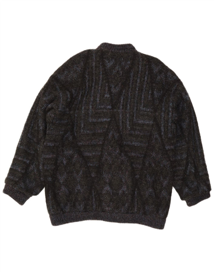 Cardigan Vintage pentru bărbați, mare, negru, geometric