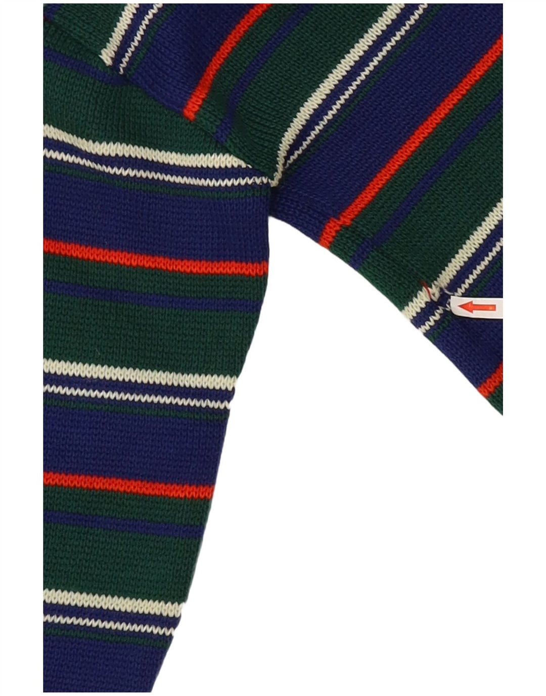 Pulover vintage cu gât țestoasă pentru femei IT 42 verde mediu cu dungi