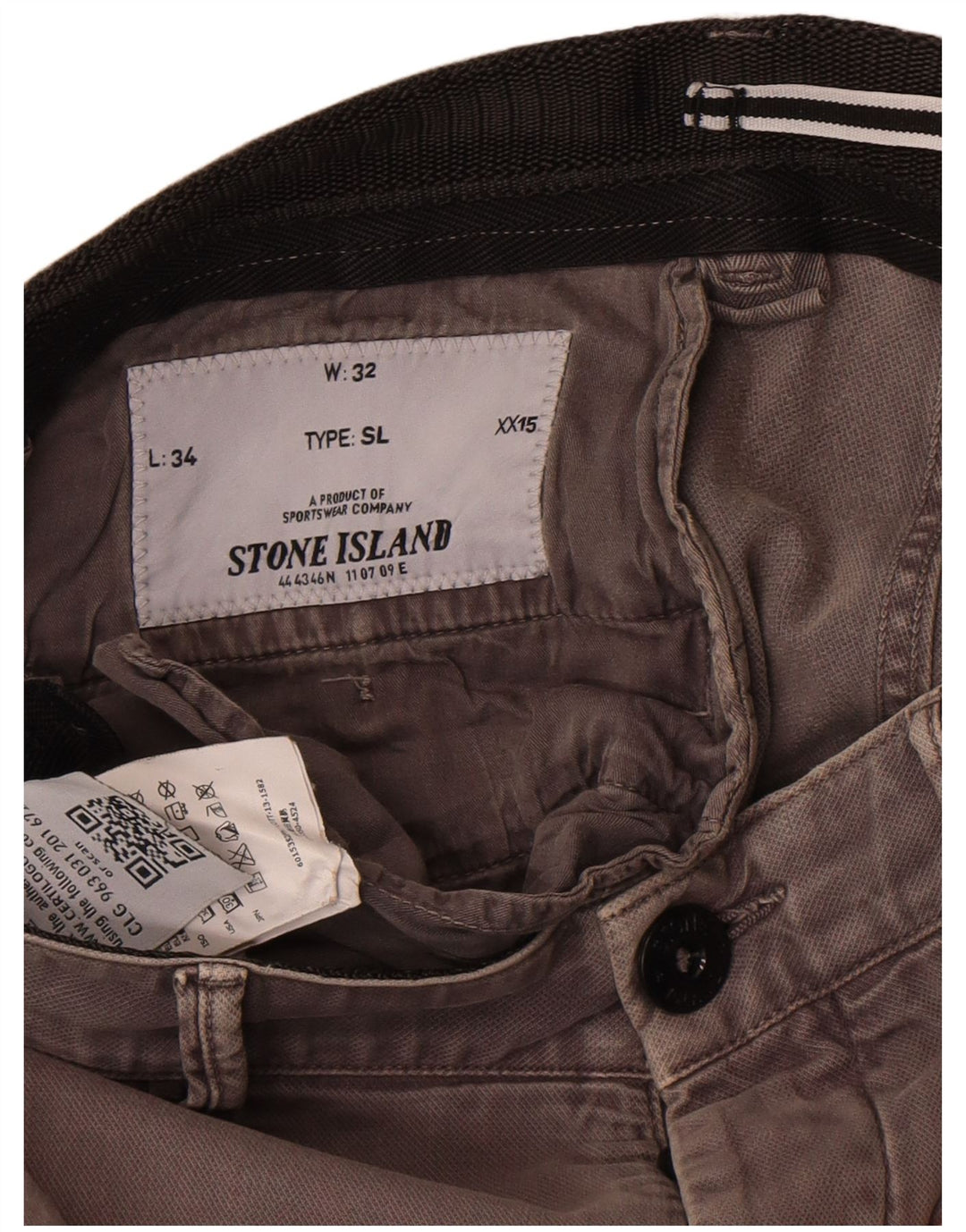Stone Island Pantaloni drepti cargo pentru bărbați L32 L34 bumbac gri