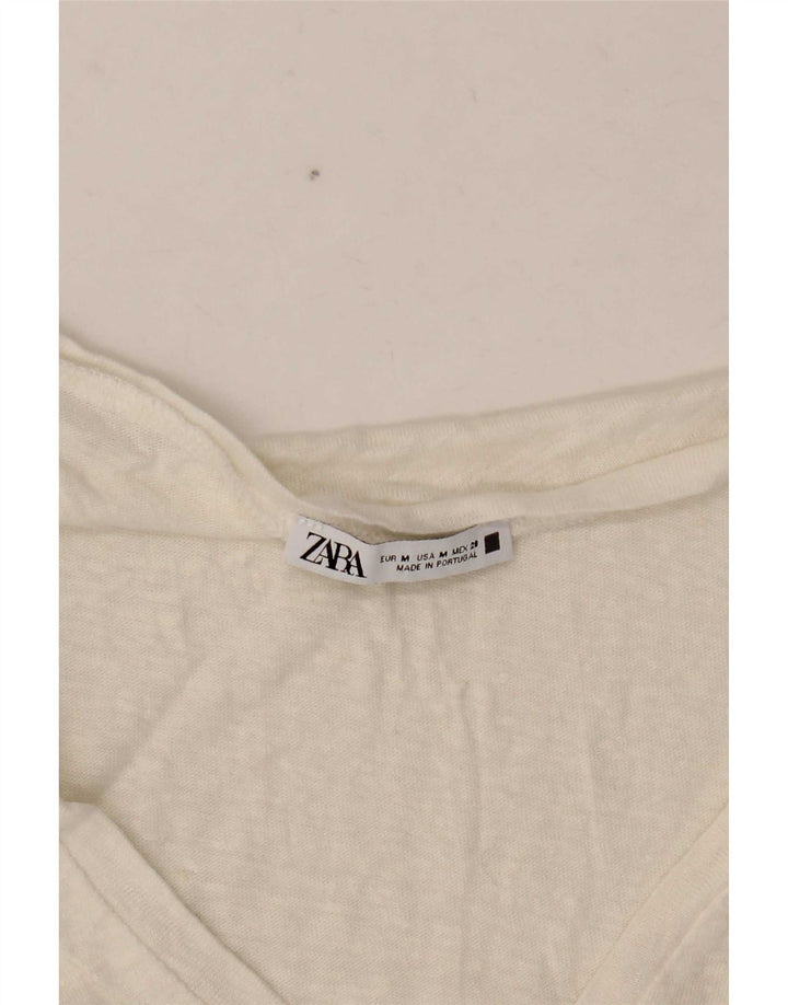 Tricou Crop pentru femei Zara UK 12 Medium White