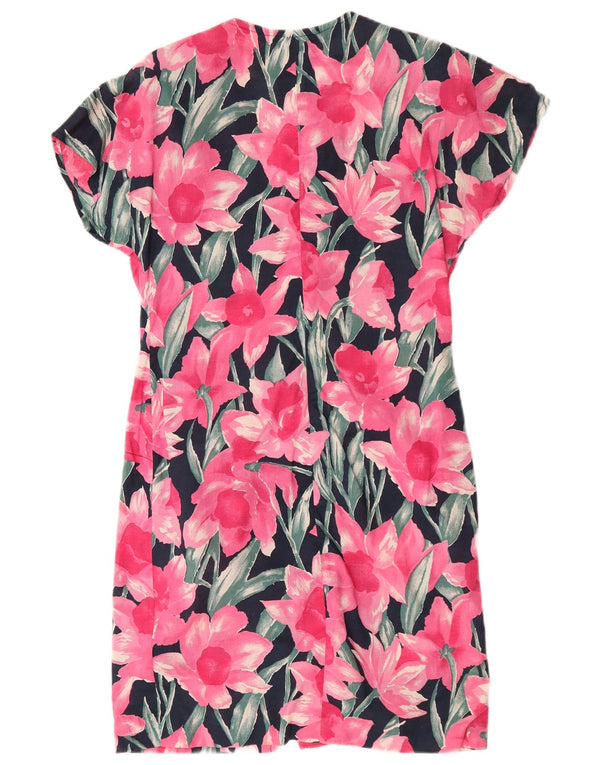Rochie cămașă vintage pentru femei cu mâneci scurte UK 14 Roz mediu Floral