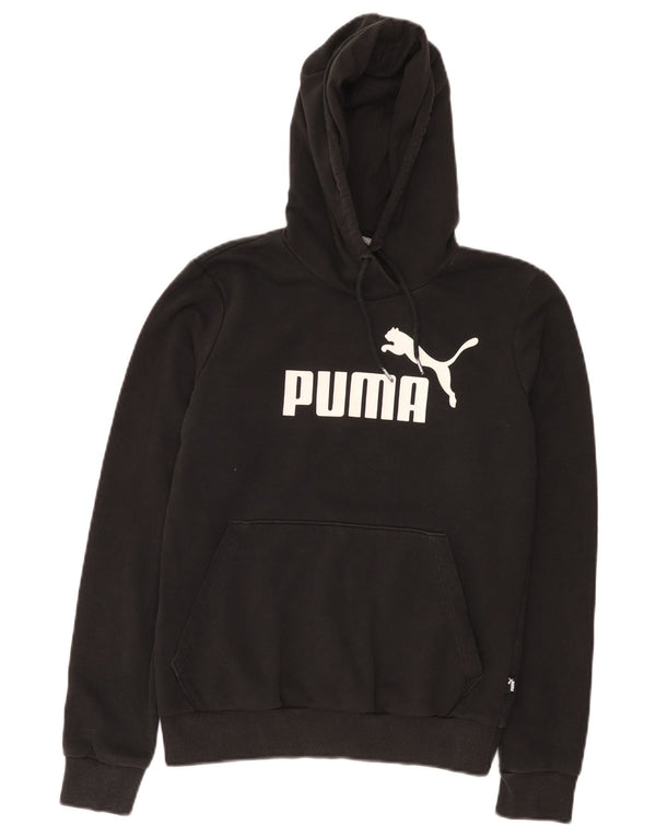 Pulover cu glugă cu grafic Puma pentru femei UK 10 mic bumbac negru