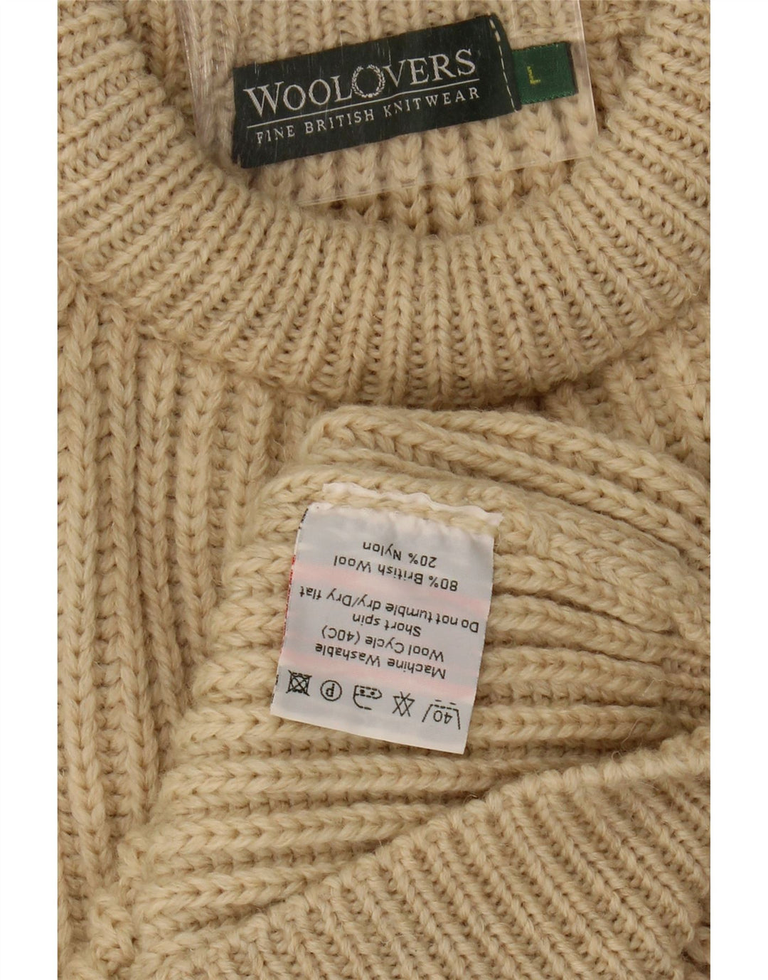 WoolOvers Pulover pentru damă cu gât crew pulover UK 16 Lână mare bej