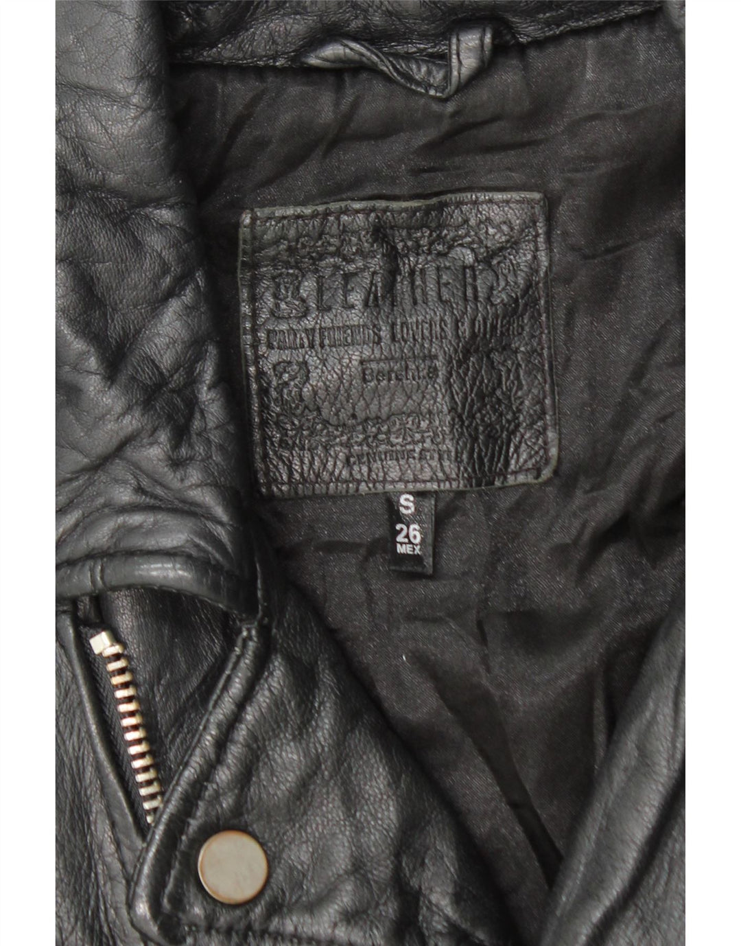 BERSHKA Womens Crop Leather Biker Jacket UK 10 Small Black Leather